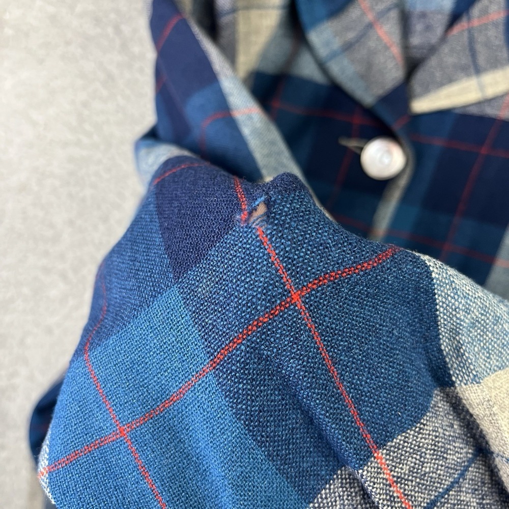 Vtg 1950s PENDLETON Wool Flannel 49er Shirt Jacket Shell Buttons Blue Plaid - Picture 11 of 11